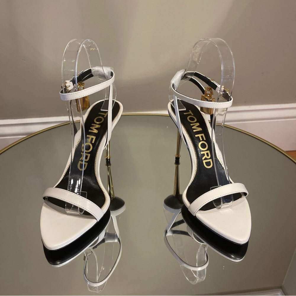 Tom Ford Padlock 85 Lock Heeled Sandals Sz 37.5 - Picture 15 of 17